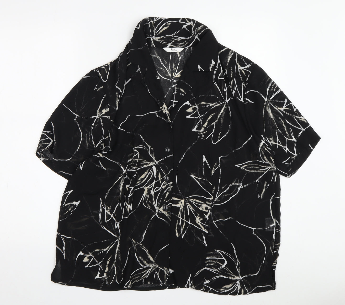 Klass Women's Black Floral Button-Up Shirt Size 16