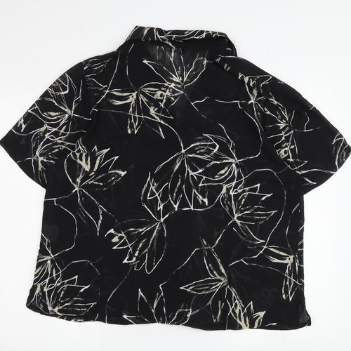 Klass Women's Black Floral Button-Up Shirt Size 16