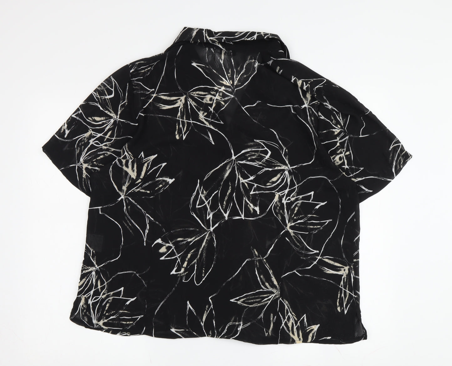 Klass Women's Black Floral Button-Up Shirt Size 16