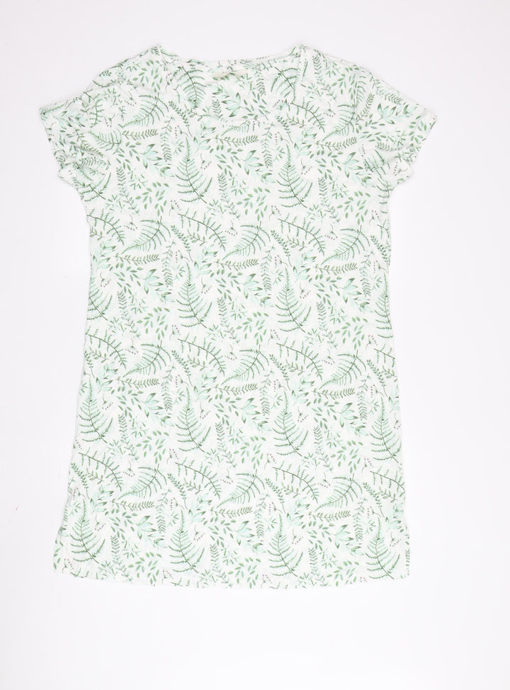 Marks and Spencer Women's Green Floral T-Shirt Dress M