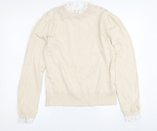 River Island Beige Women's Jumper, Size 14, Crew Neck