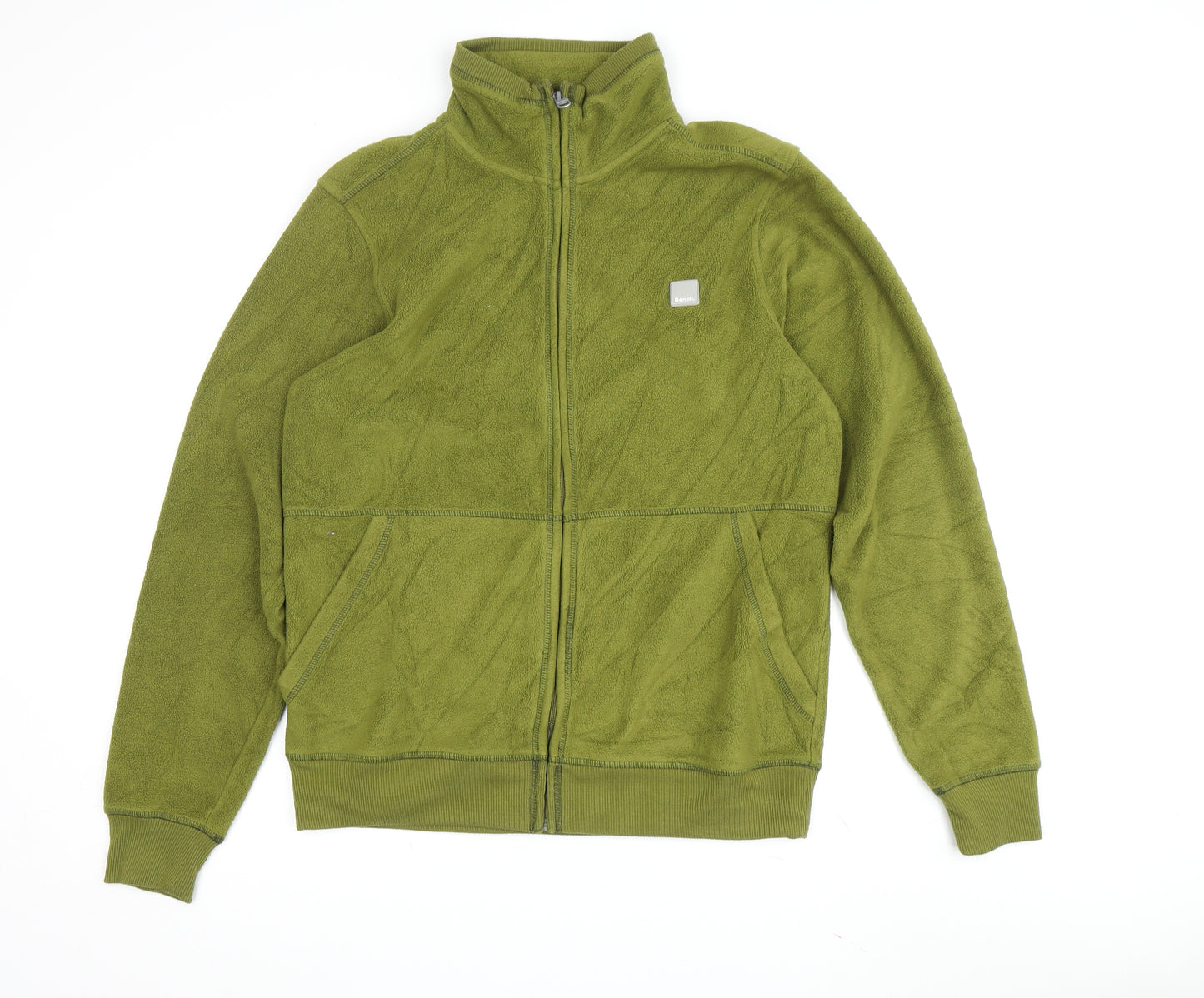 Bench Men's Green Fleece Jacket M Stand-Up Collar