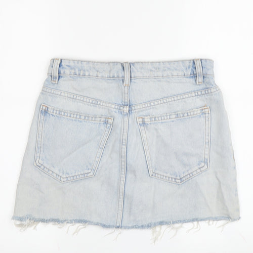 Zara Women's Blue Denim Mini Skirt - Size S