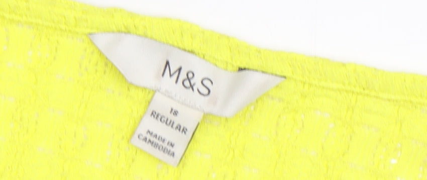 Marks and Spencer Women Yellow Long Sleeve Top, Size 18