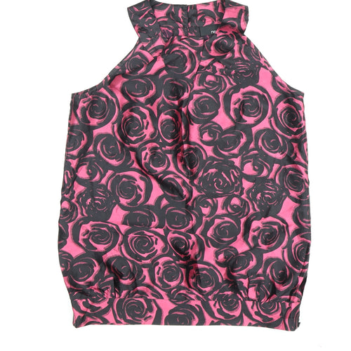Next Women's Pink Floral High Neck Blouse Size 6