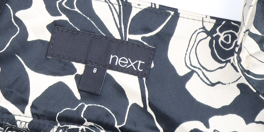 Next Women's Black Floral Tank Top, Size 8, V-Neck