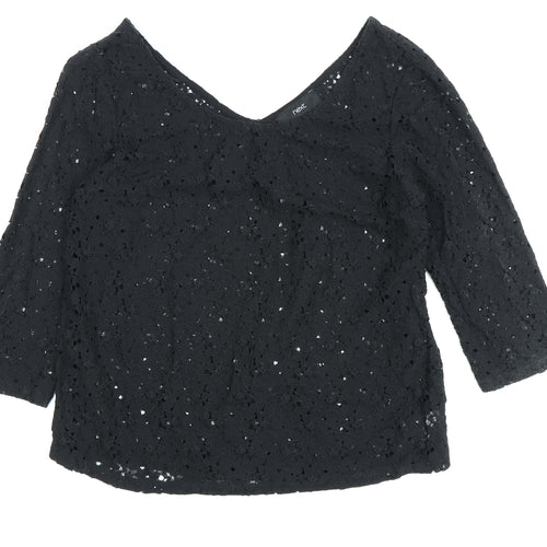 Next Women's Black Crochet Blouse Size 14