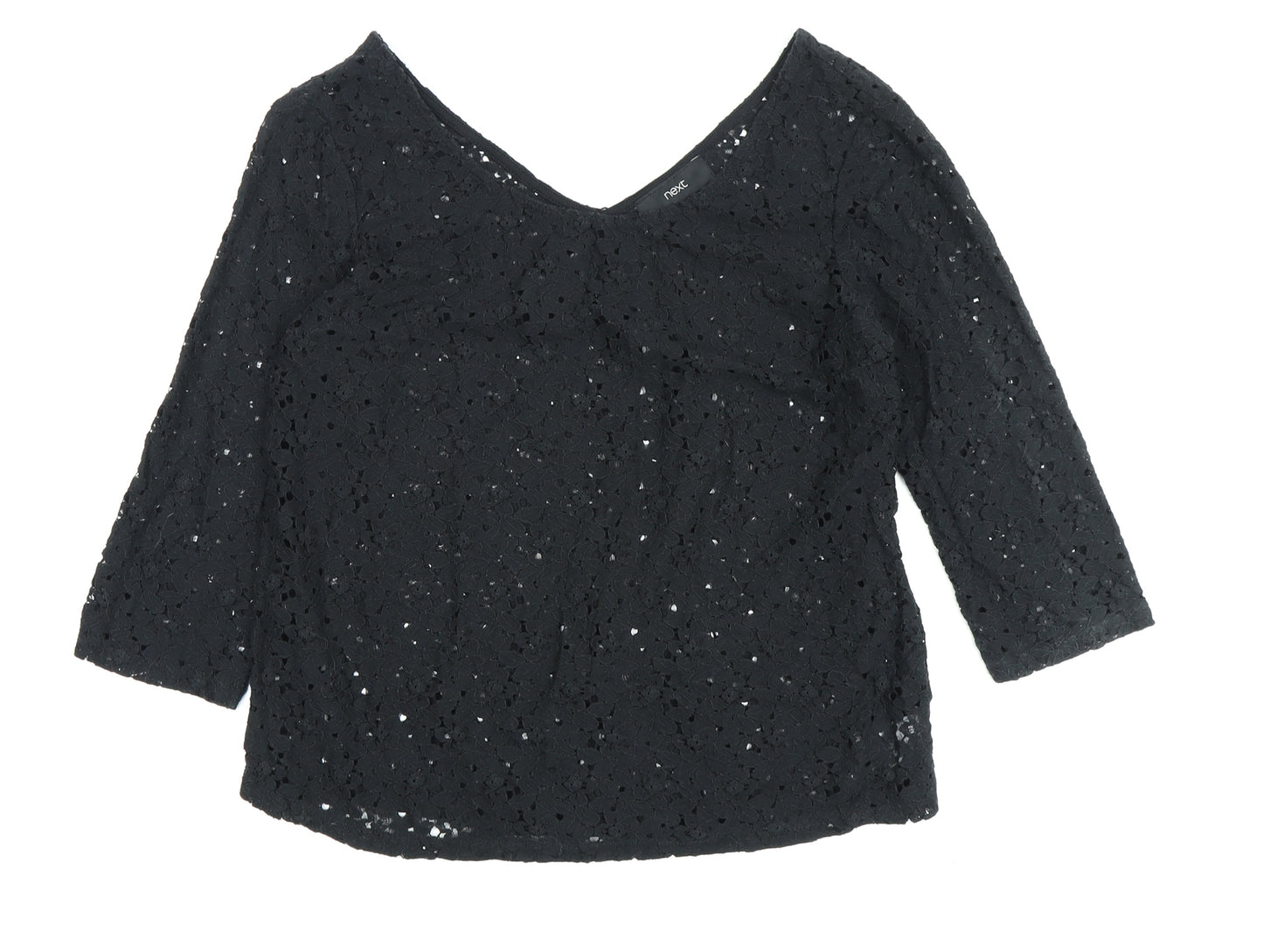 Next Women's Black Crochet Blouse Size 14