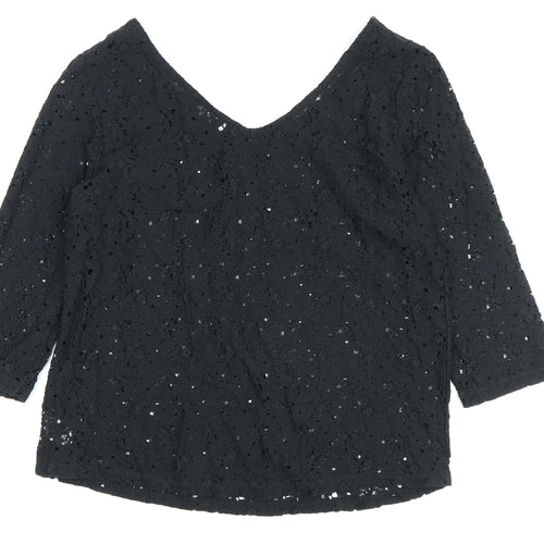 Next Women's Black Crochet Blouse Size 14