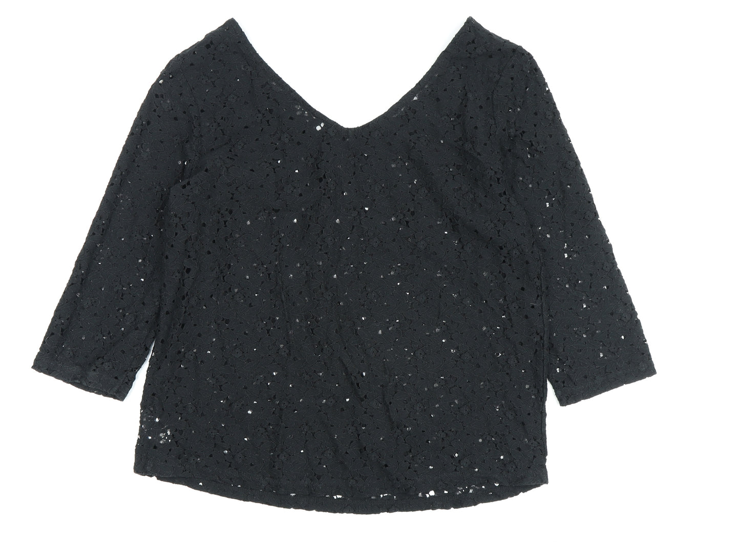 Next Women's Black Crochet Blouse Size 14