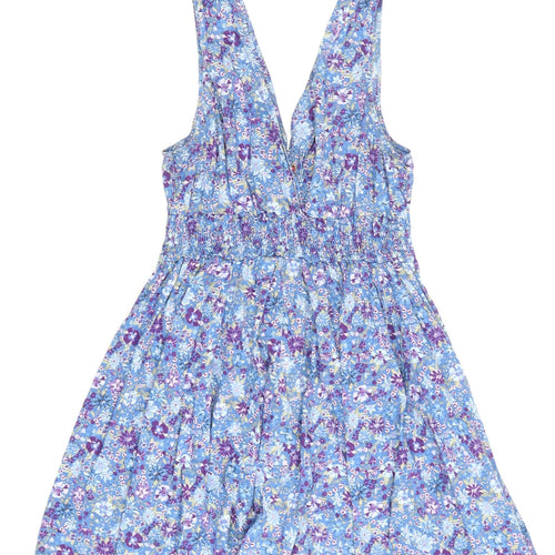 H&M Women's Blue Floral Fit & Flare Dress, Size 16