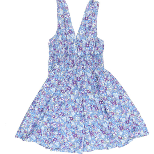 H&M Women's Blue Floral Fit & Flare Dress, Size 16