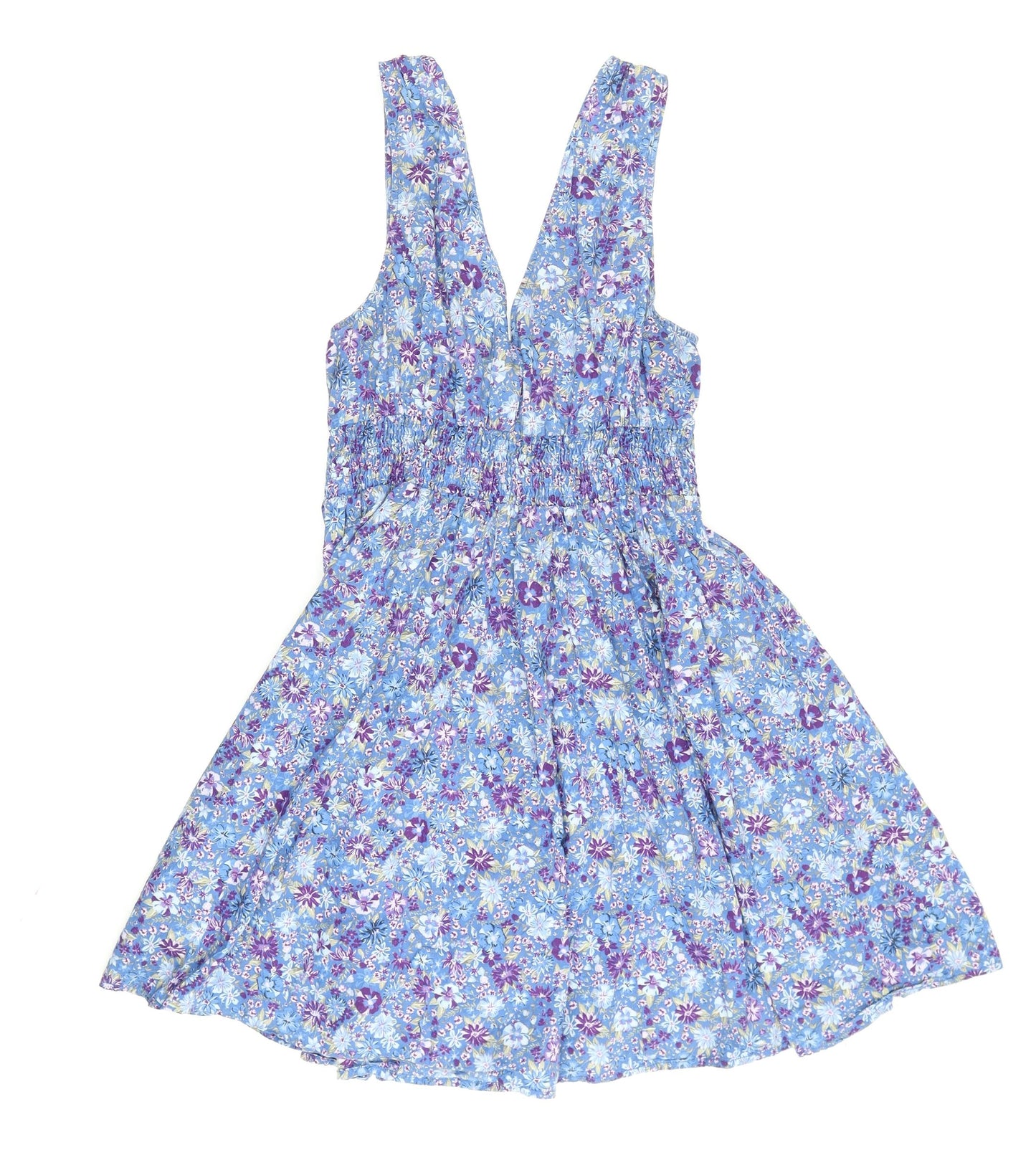 H&M Women's Blue Floral Fit & Flare Dress, Size 16
