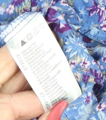 H&M Women's Blue Floral Fit & Flare Dress, Size 16