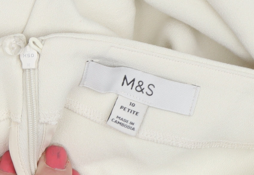 Marks and Spencer Ivory A-Line Women's Petite Skirt 10