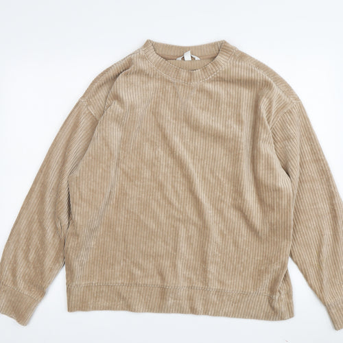 H&M Women's Beige Pullover Corduroy Sweatshirt M
