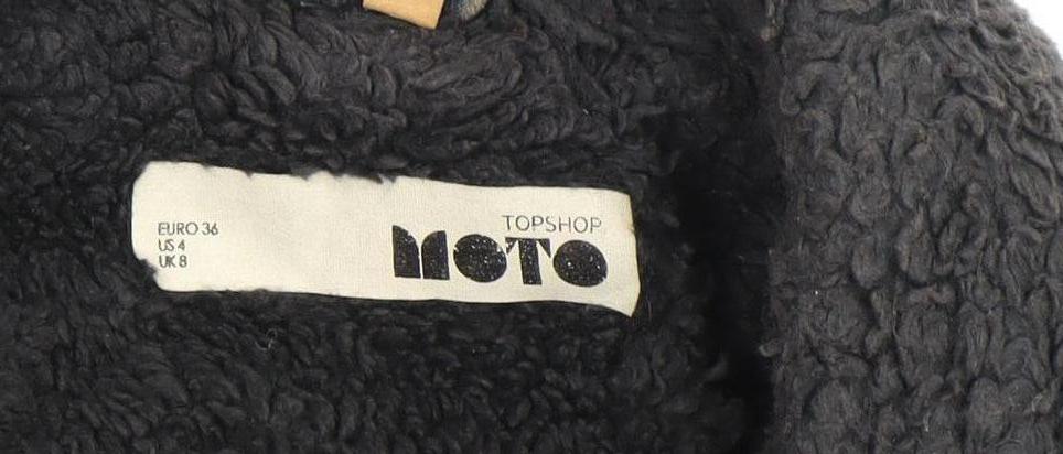 Topshop Women's Blue Biker Jacket, Size 8, Casual Style
