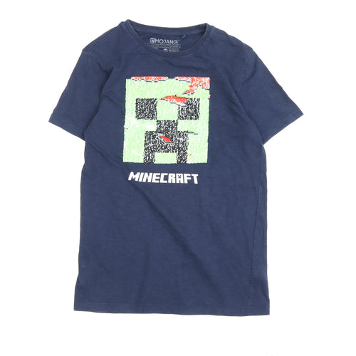 Mojang Boys Blue Minecraft Graphic T-Shirt Size 12 Years