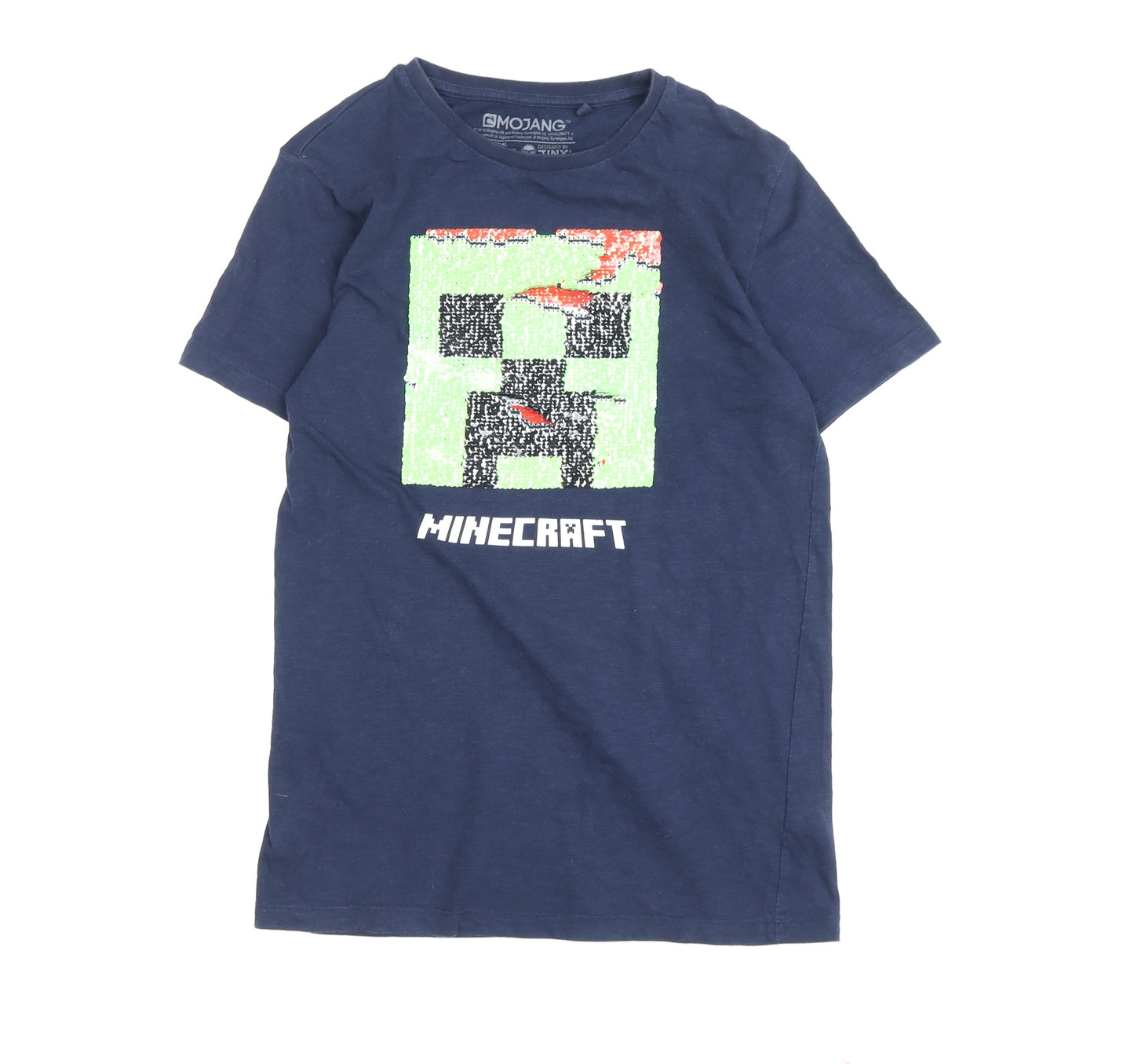 Mojang Boys Blue Minecraft Graphic T-Shirt Size 12 Years