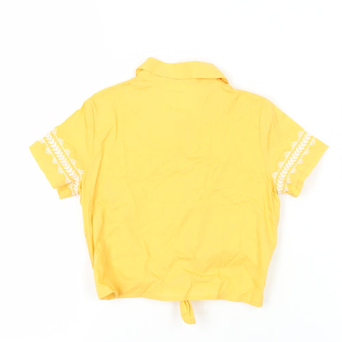 Marks and Spencer Girls Yellow Floral Button-Up Crop Top 4-5 Years