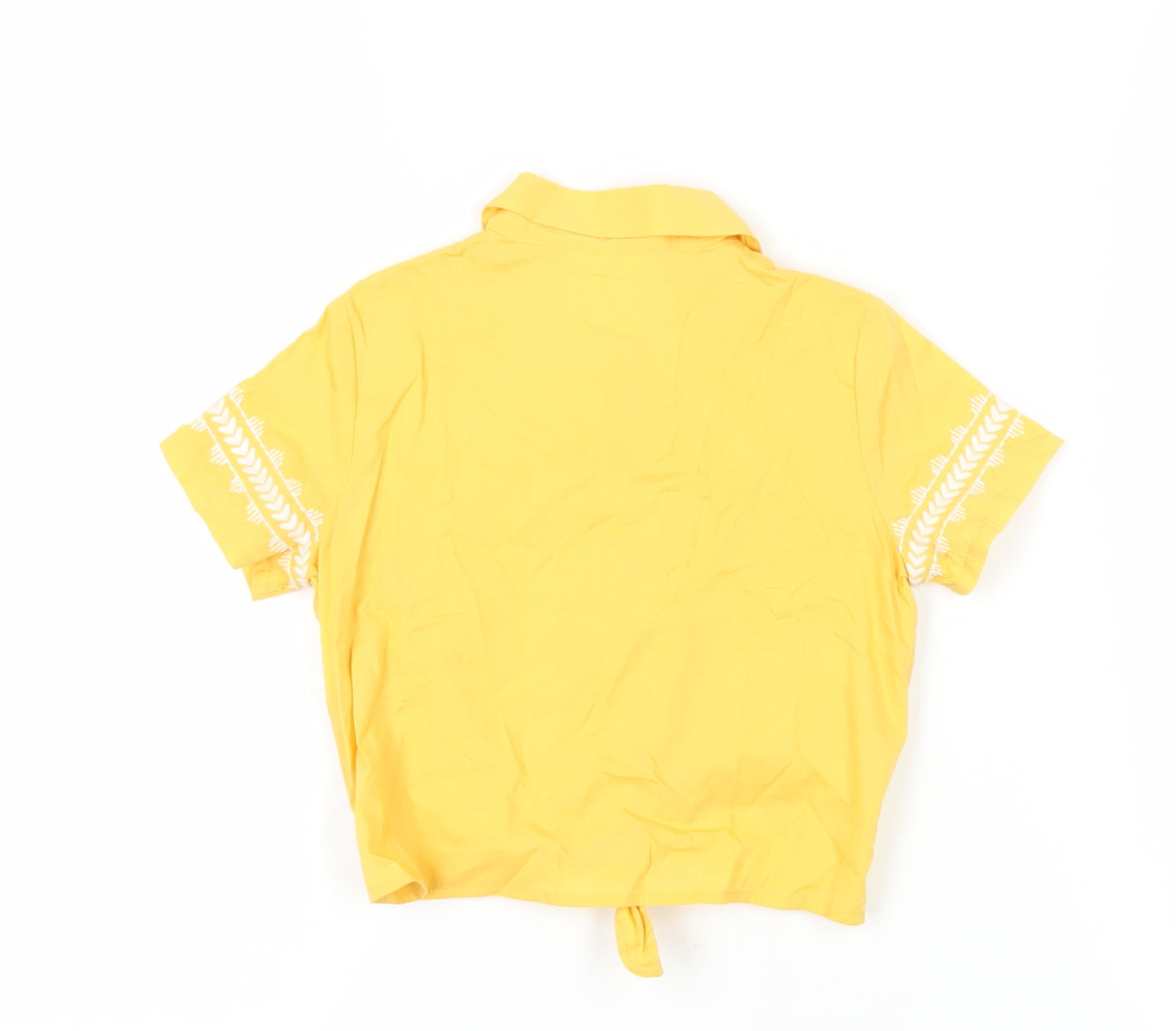 Marks and Spencer Girls Yellow Floral Button-Up Crop Top 4-5 Years