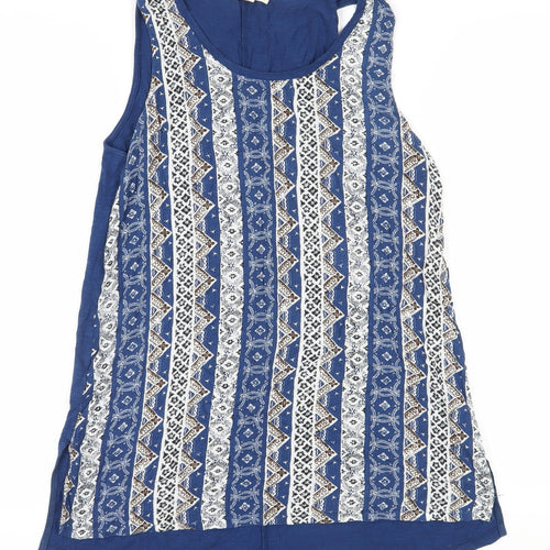 Fat Face Women's Blue Geometric Tank Top Size 10
