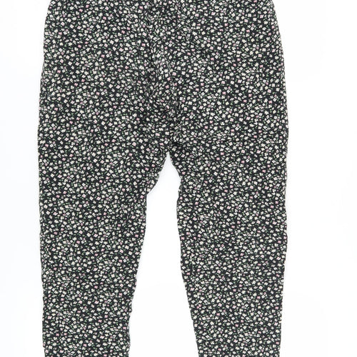 H&M Women's Black Floral Viscose Harem Trousers Size 10