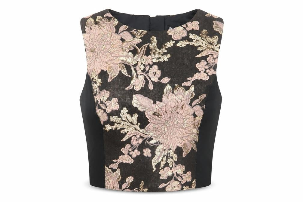 Miss Selfridge Black Floral Cropped Women's Blouse, Size 10