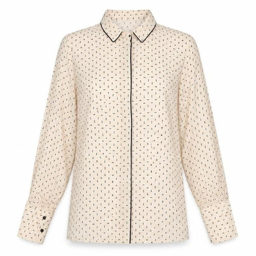 Mango Women's Beige Button-Up Geometric Shirt S