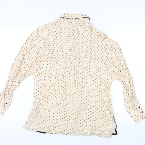 Mango Women's Beige Button-Up Geometric Shirt S