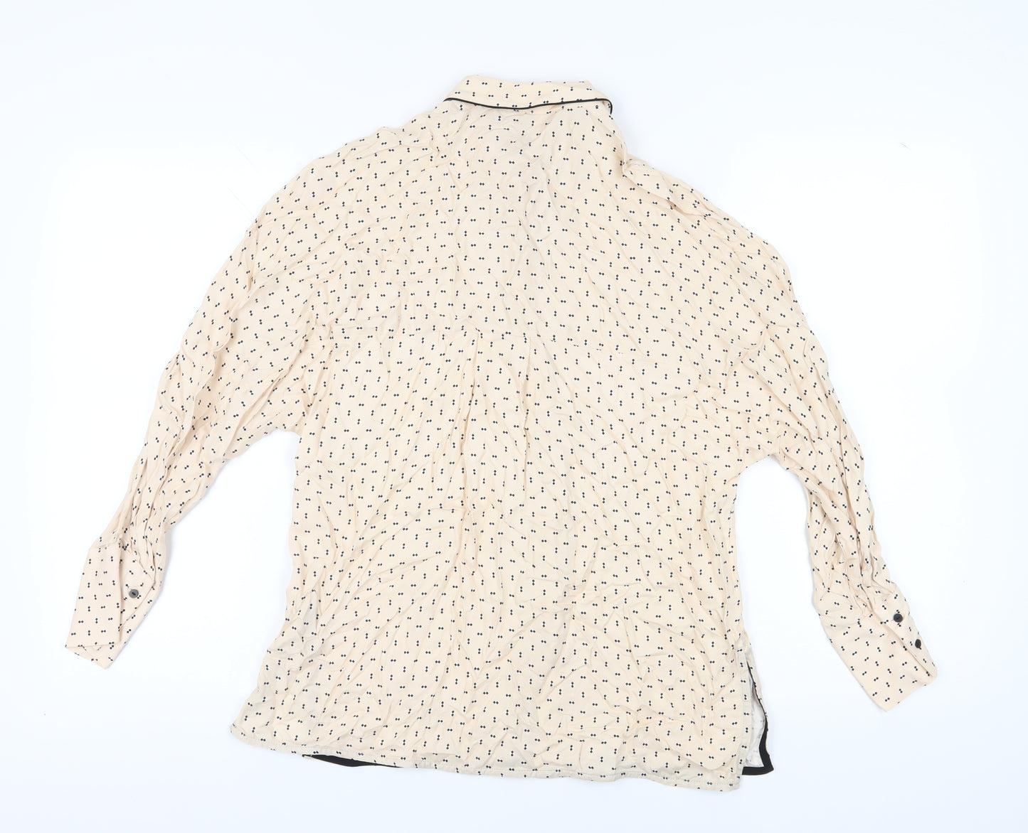 Mango Women's Beige Button-Up Geometric Shirt S