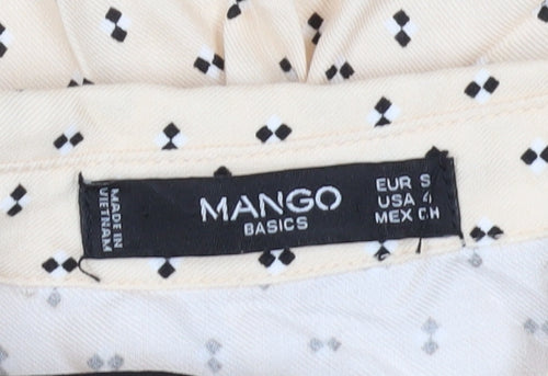 Mango Women's Beige Button-Up Geometric Shirt S