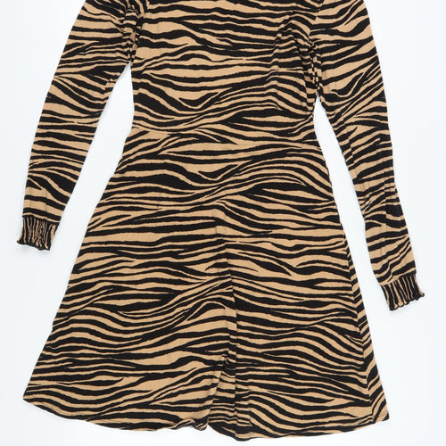 Dorothy Perkins Women's Brown Animal Print Dress Size 10