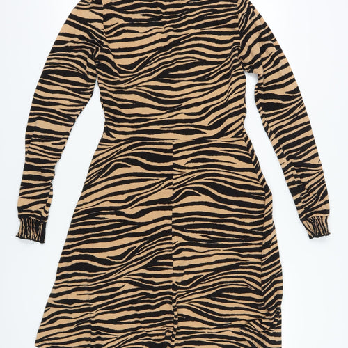 Dorothy Perkins Women's Brown Animal Print Dress Size 10