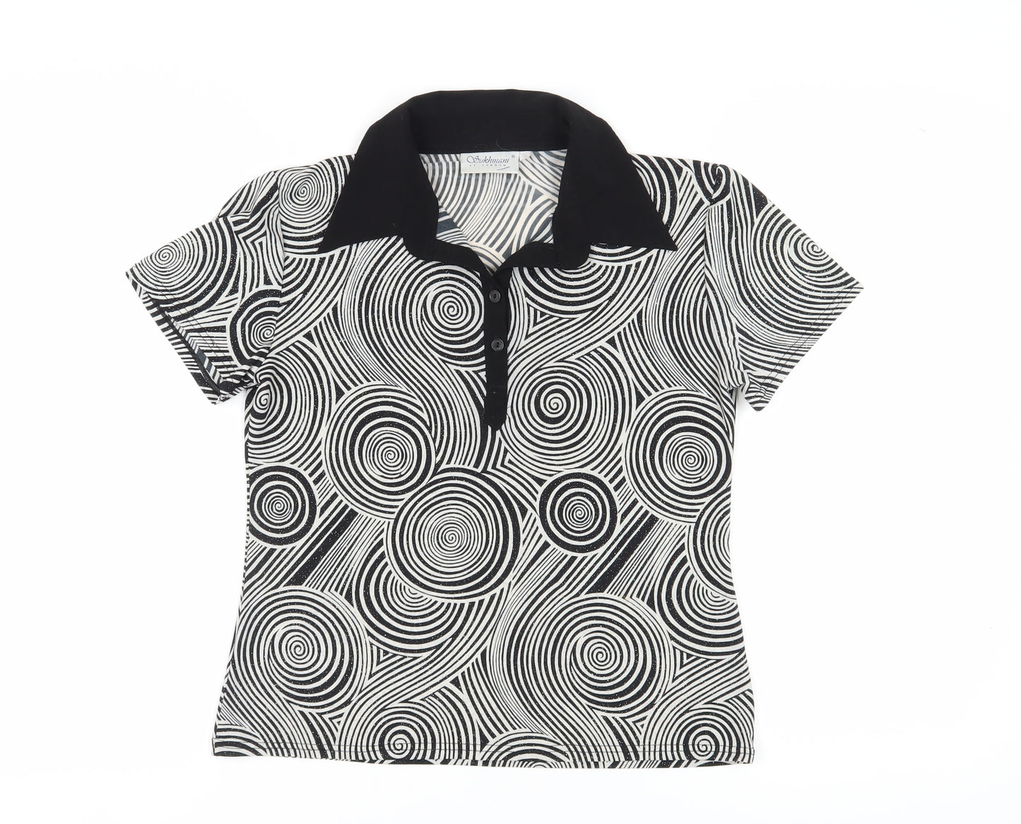 Sukhmani Women's Black & White Polo Shirt S
