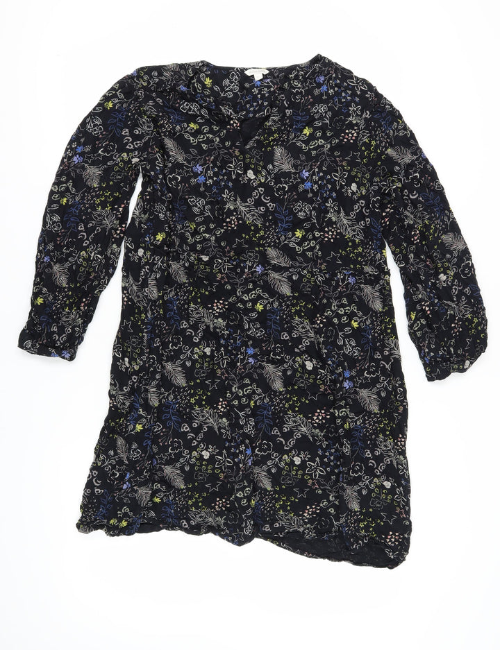Monsoon Women's Black Floral XL Long Sleeve Dress