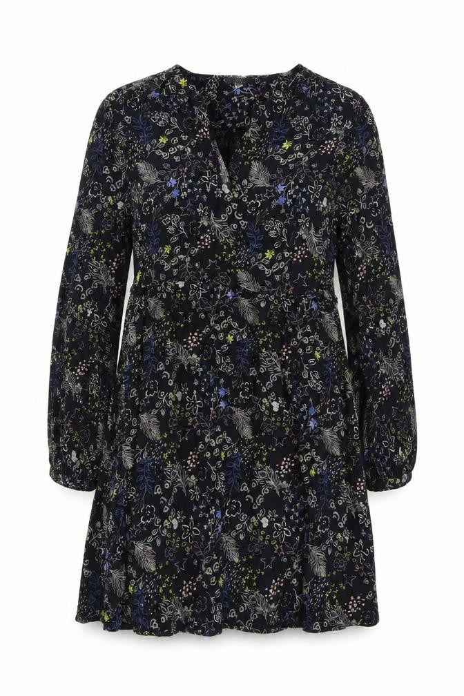 Monsoon Women's Black Floral XL Long Sleeve Dress