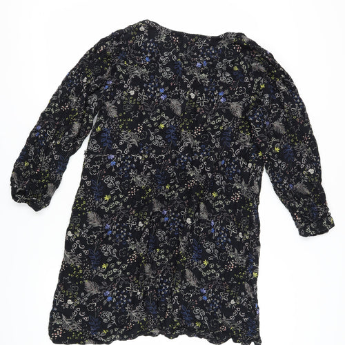 Monsoon Women's Black Floral XL Long Sleeve Dress