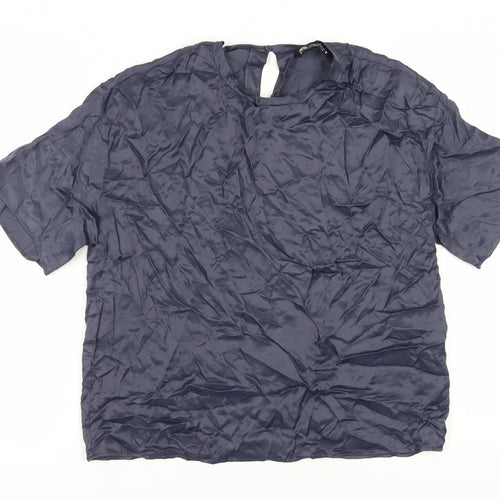 Zara Women's Blue Basic Short Sleeve Blouse Size 12