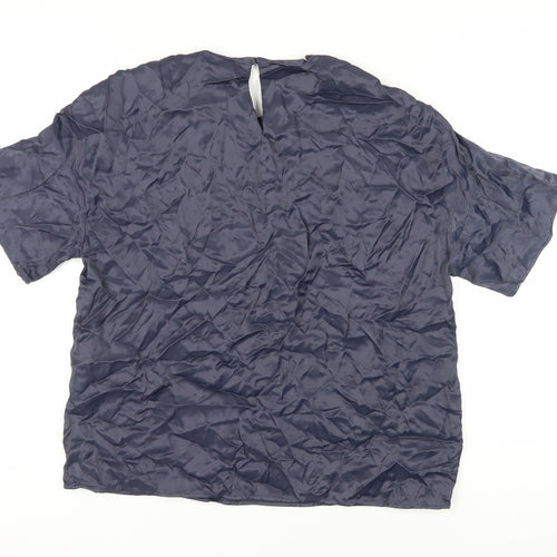 Zara Women's Blue Basic Short Sleeve Blouse Size 12
