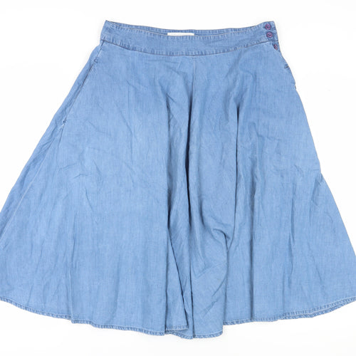 John Lewis Women's Blue A-Line Midi Skirt Size 14