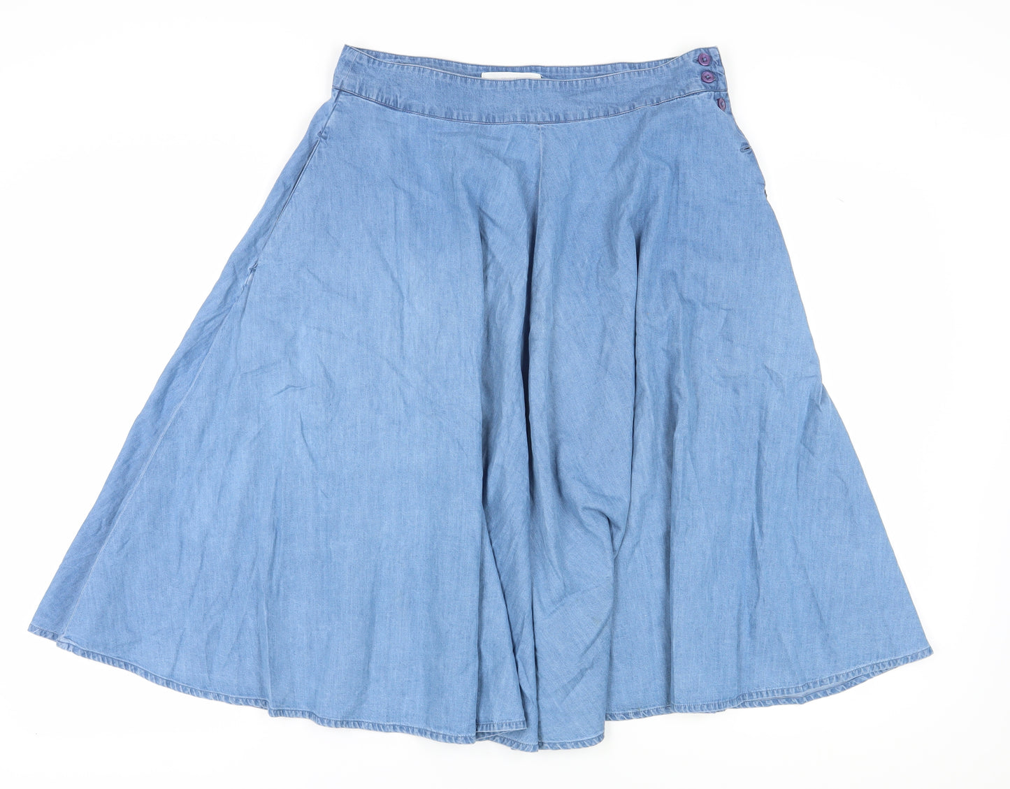 John Lewis Women's Blue A-Line Midi Skirt Size 14