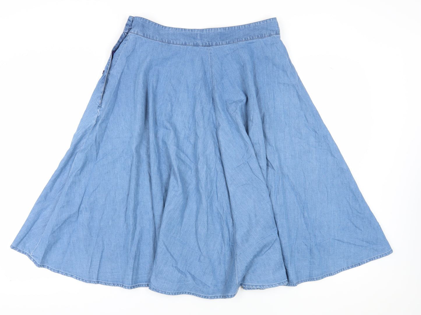 John Lewis Women's Blue A-Line Midi Skirt Size 14