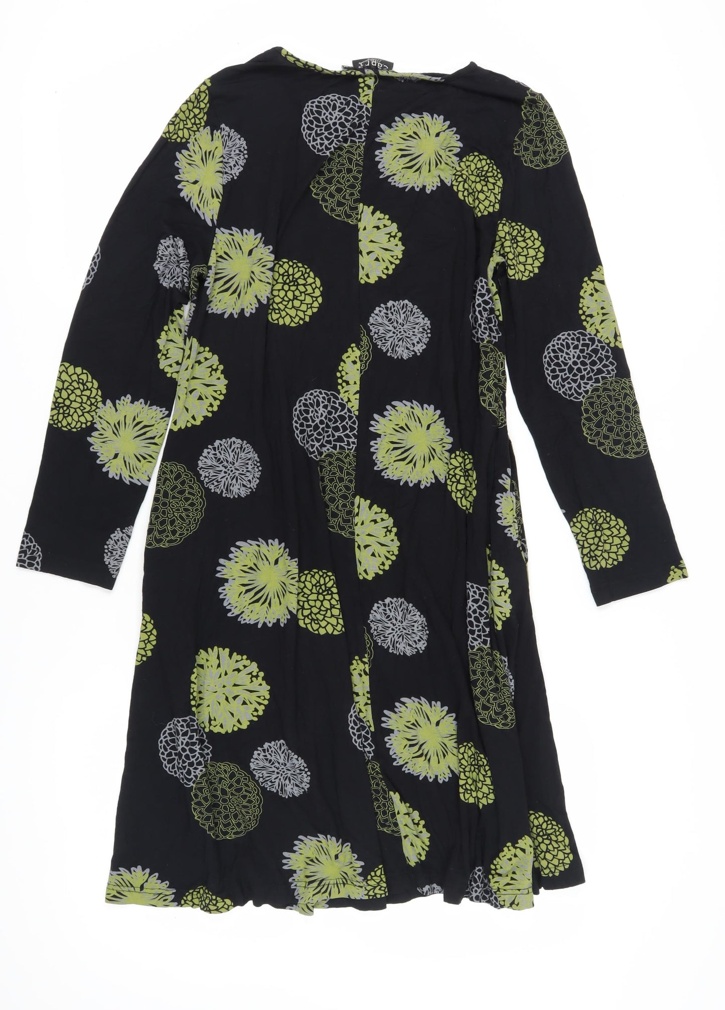 Capri Women’s Black Floral Dress S-M Long Sleeve