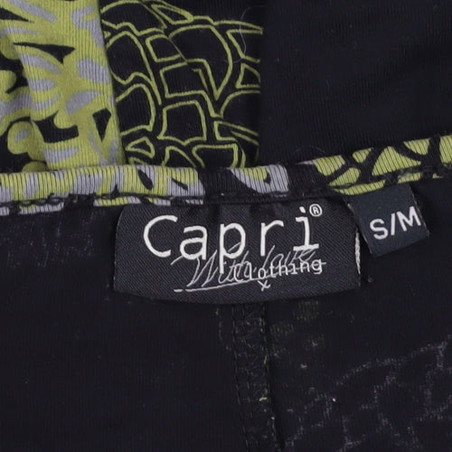 Capri Women’s Black Floral Dress S-M Long Sleeve
