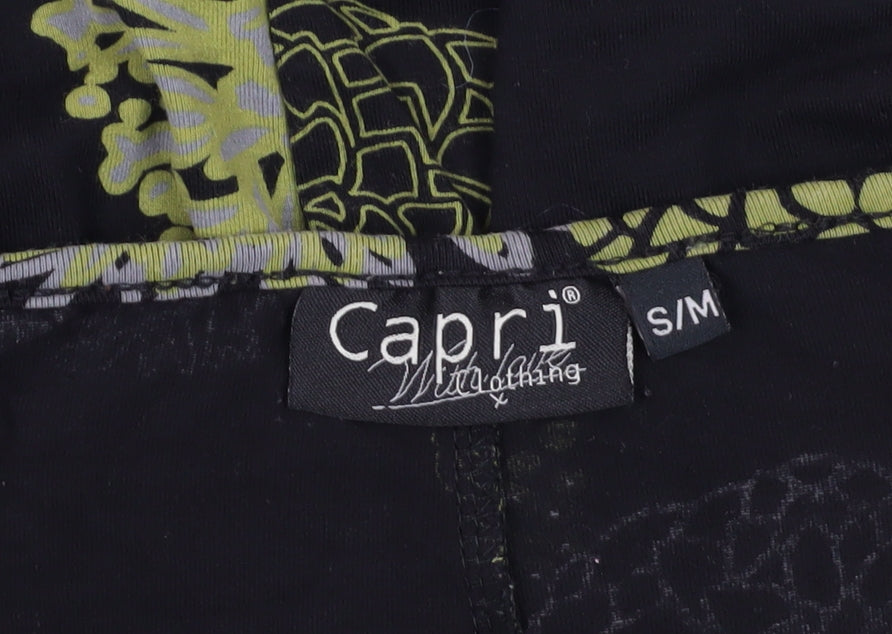 Capri Women’s Black Floral Dress S-M Long Sleeve