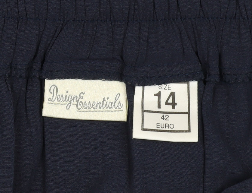 Design Essentials Women's Blue Midi A-Line Skirt Size 14