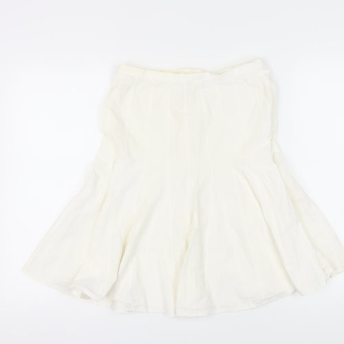 Marks & Spencer Women's White A-Line Cotton Skirt Size 10
