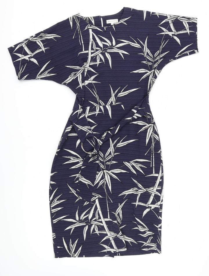 Warehouse Women's Blue Floral Shift Dress Size 10