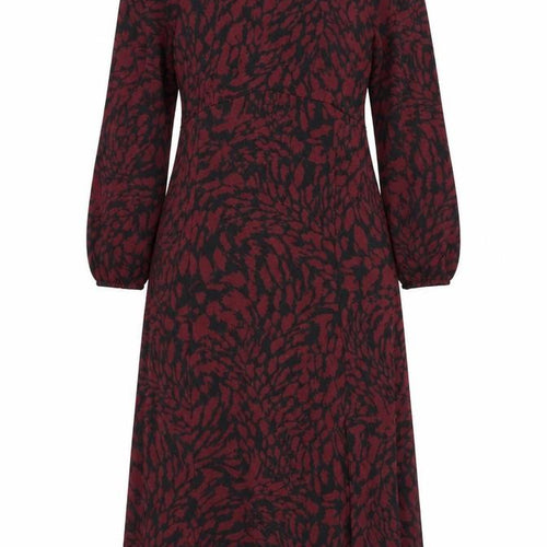 M&Co Women's Animal Print Midi Sheath Dress, Size 14, Maroon